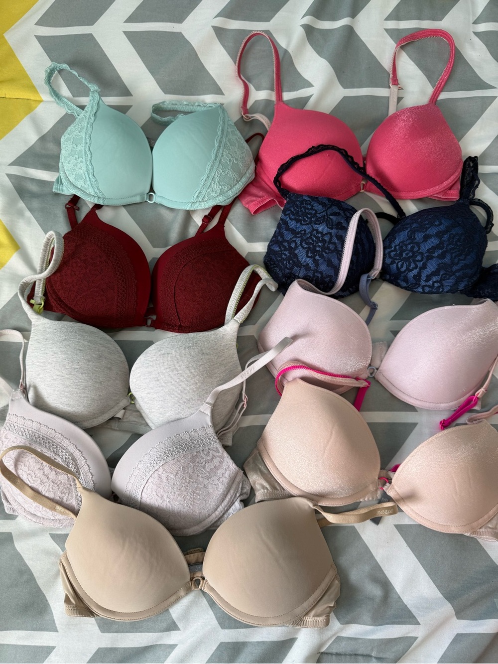 Aerie Charley 32B Padded Bra Pack - Pink, Mint, Navy, Maroon, Gray, Cream